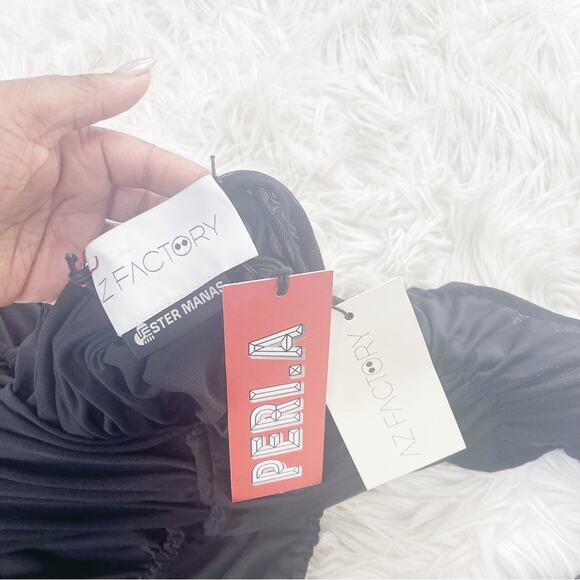 Az Factory with Ester Manas Long Sleeve Ruched Black Sheer Dress Sz FR 36‎ - Picture 3 of 7